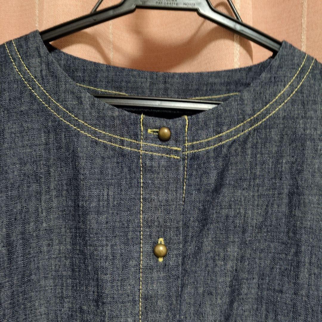 ダークデニム ボタン付きジャケット