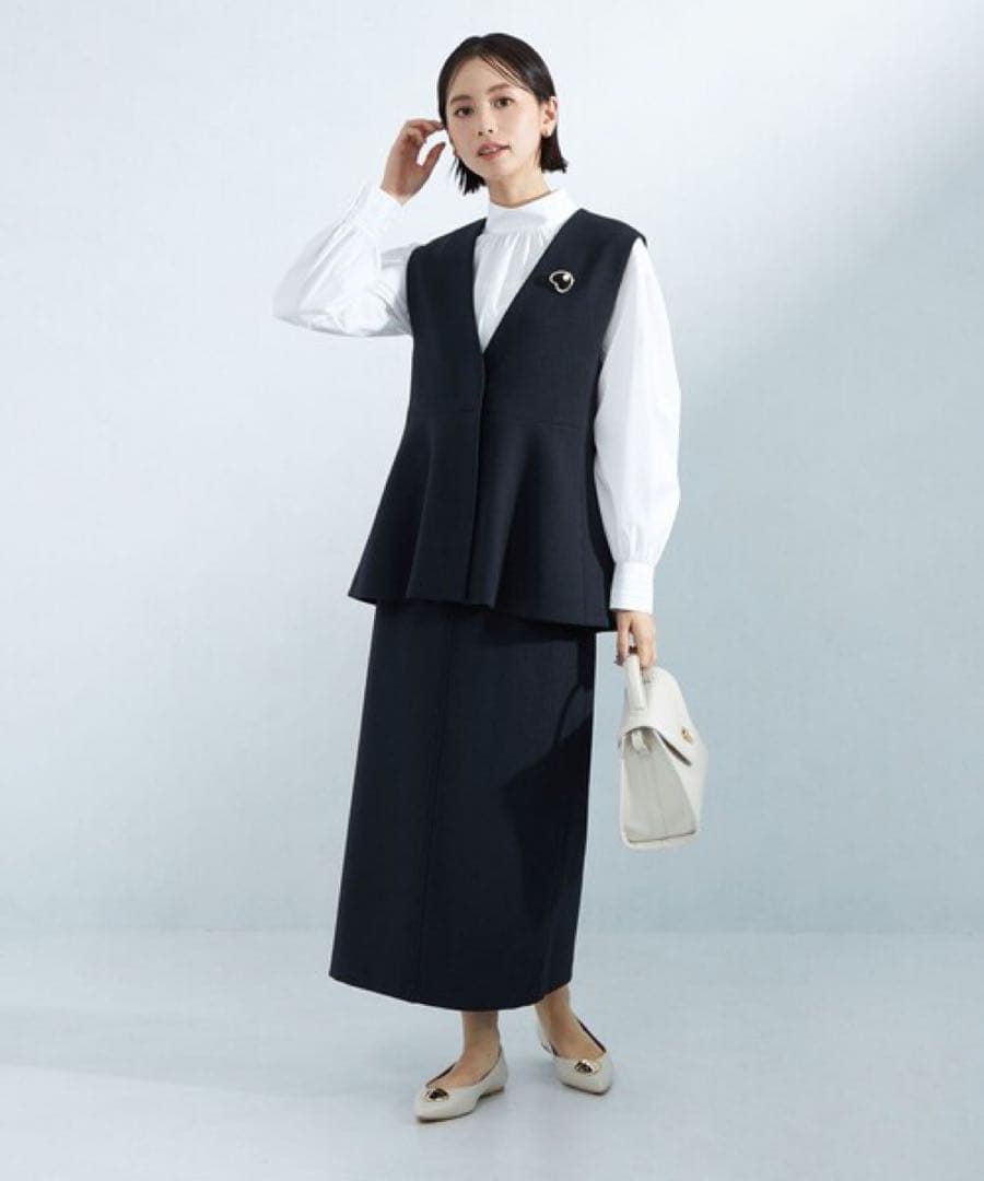 green label relaxing ソフト ジョーゼット ペプラム ジレ