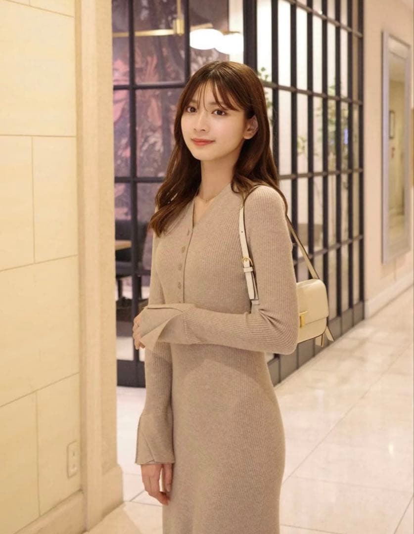 Holiday&Holiday フロントボタンフレアニットワンピース　送料込