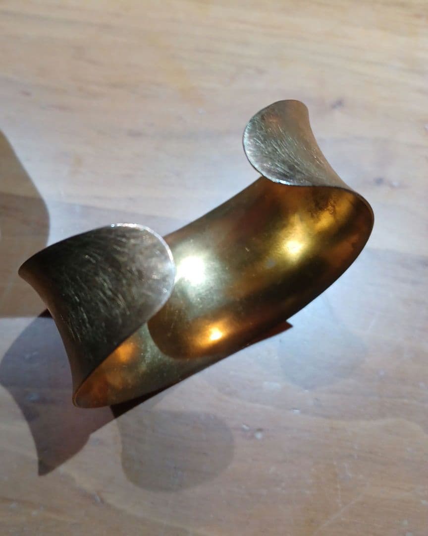 【美品】FONTE バングル 地金SILVER925 18金コーティング★巾着付