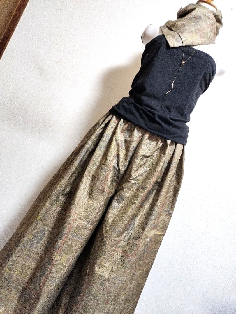 1744+1746　グランドルフィン☆大島紬ガウチョパンツ＆ストール2点