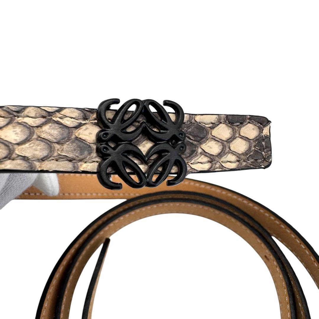極美品 LOEWE ベルト アナグラム パイソン 蛇 レザー