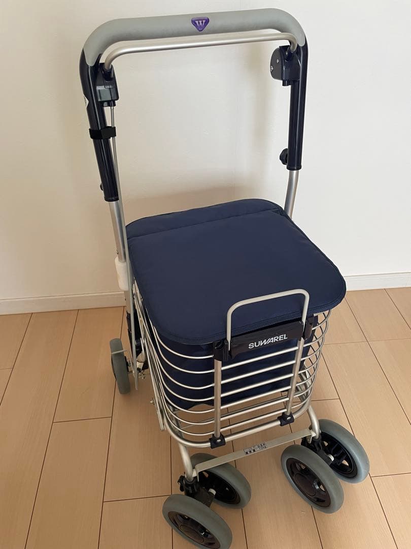 【美品】ユーバ産業　UBER　シルバーカー ワイヤーカート スワレル バッグ付き