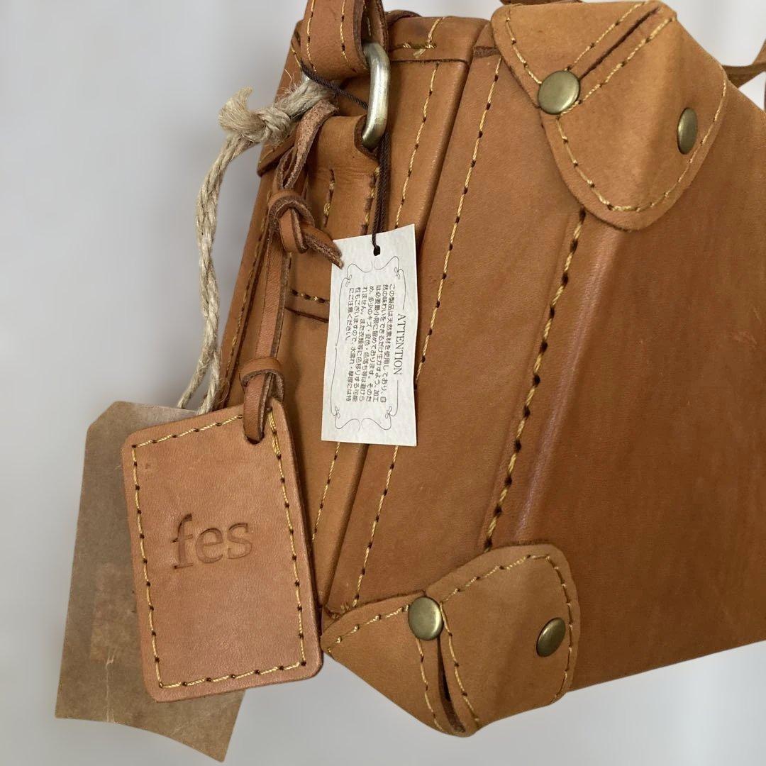 fes レザー ボックス型バッグ ブラウン