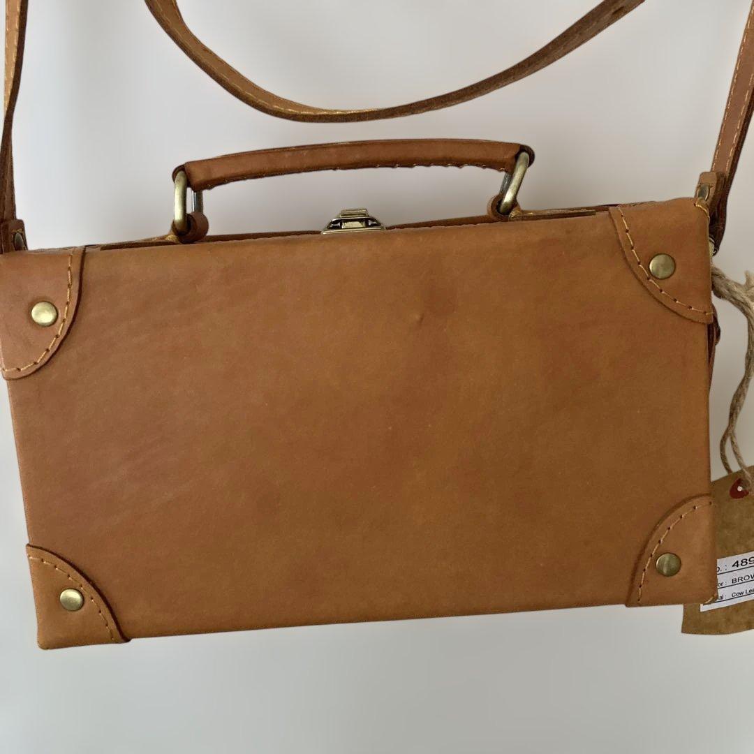 fes レザー ボックス型バッグ ブラウン