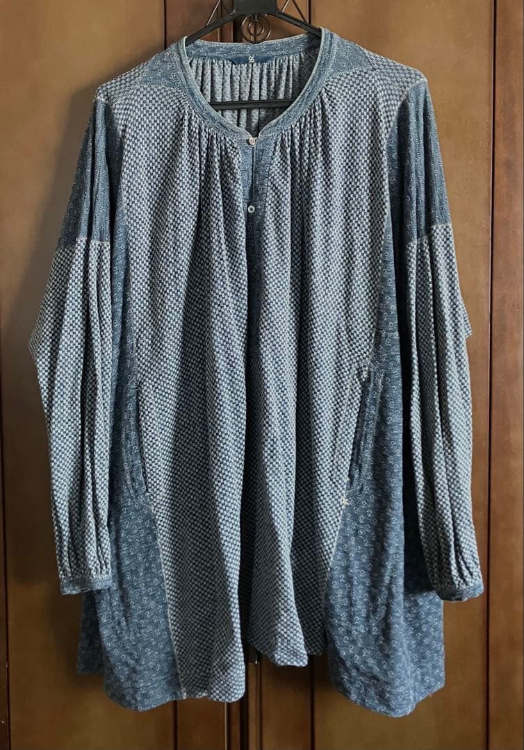 45rpm 綿ブラウス　インディゴ染め