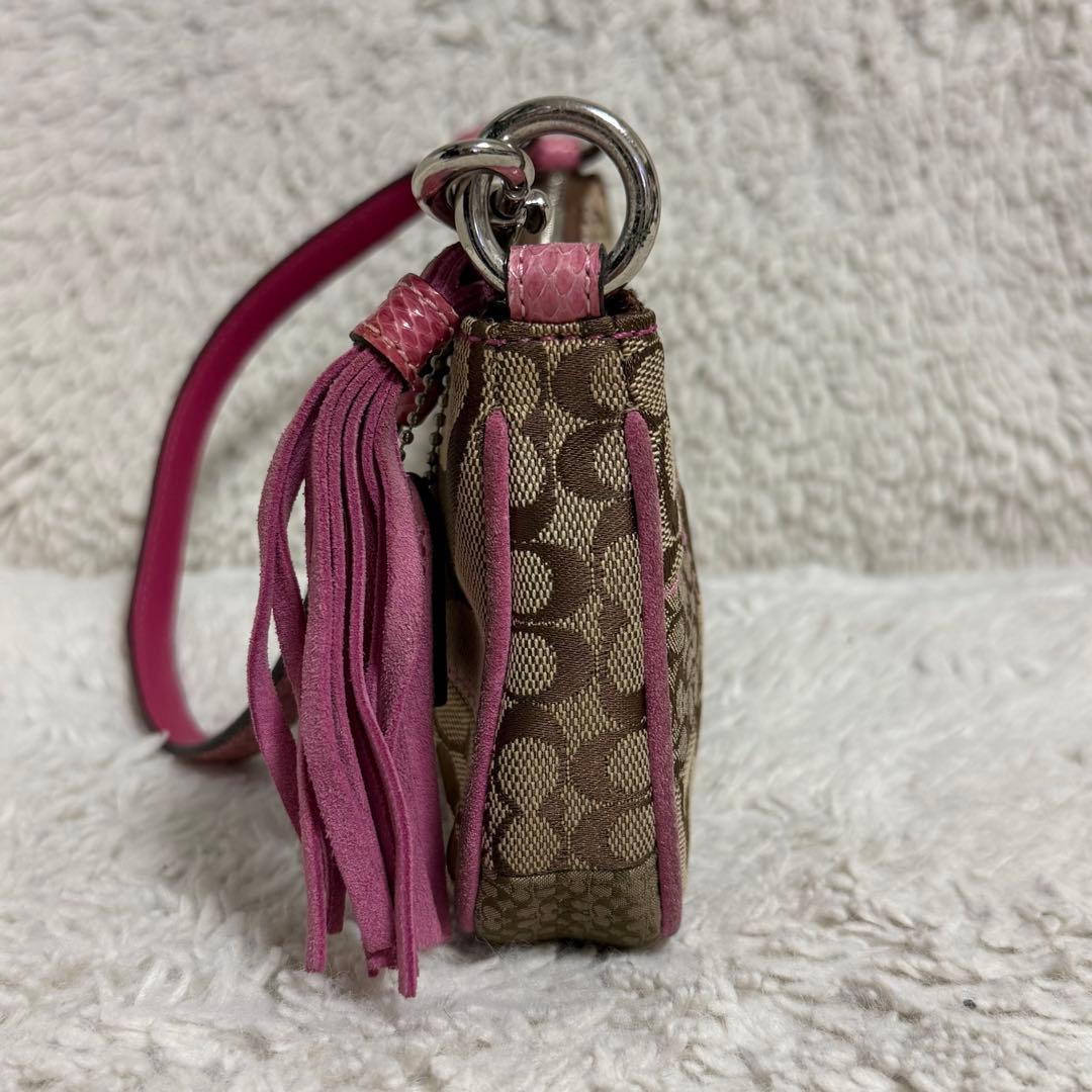 COACH コーチ アクセサリーポーチ シグネチャー ピンク ワンショルダー