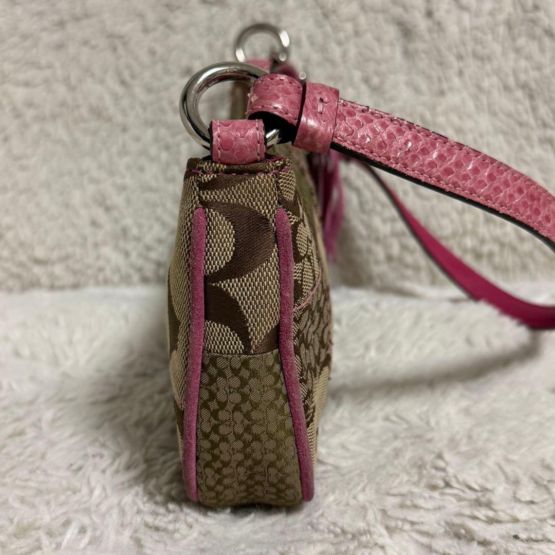 COACH コーチ アクセサリーポーチ シグネチャー ピンク ワンショルダー