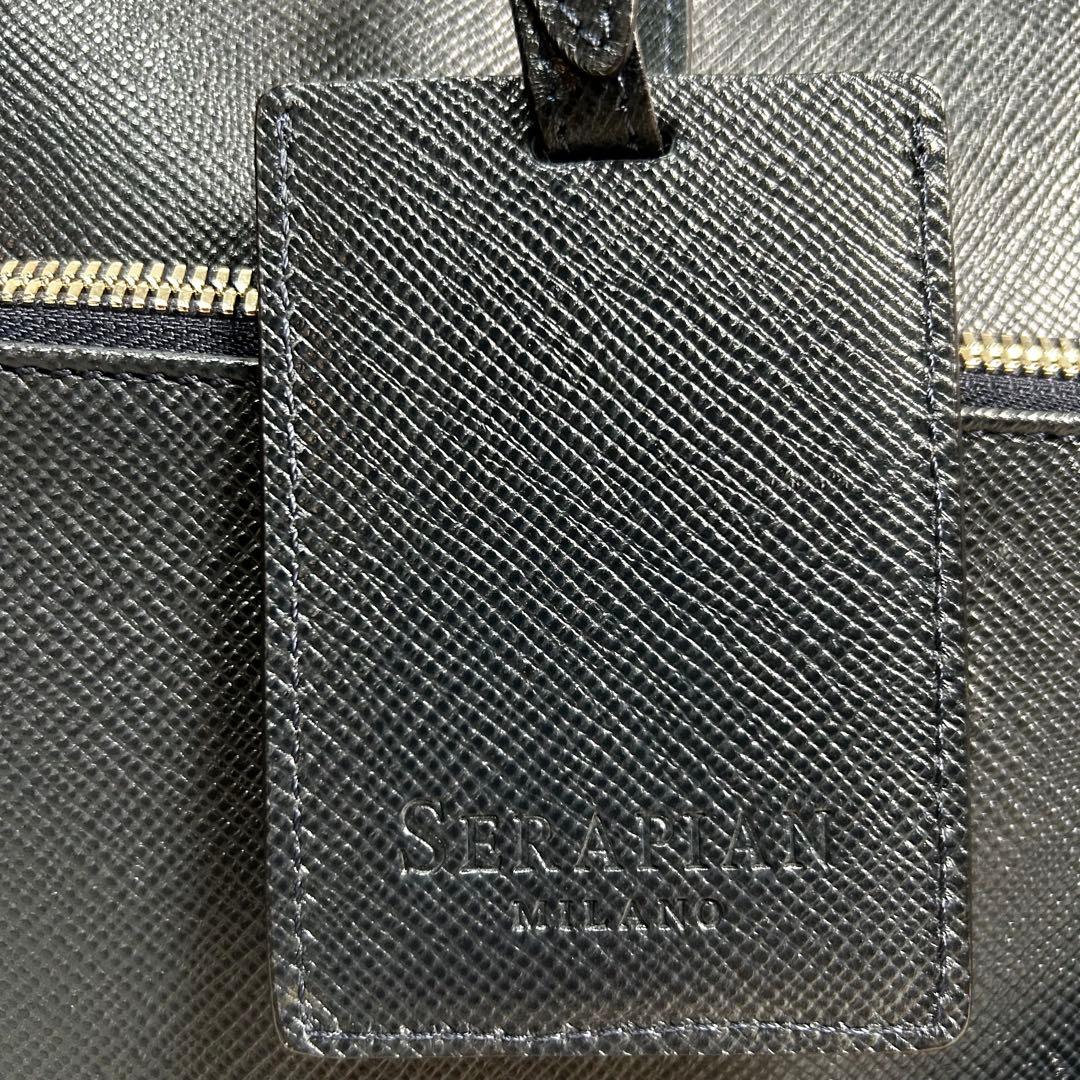 SERAPIAN サフィアーノレザー　牛革　2way ビジネスバック　紺色