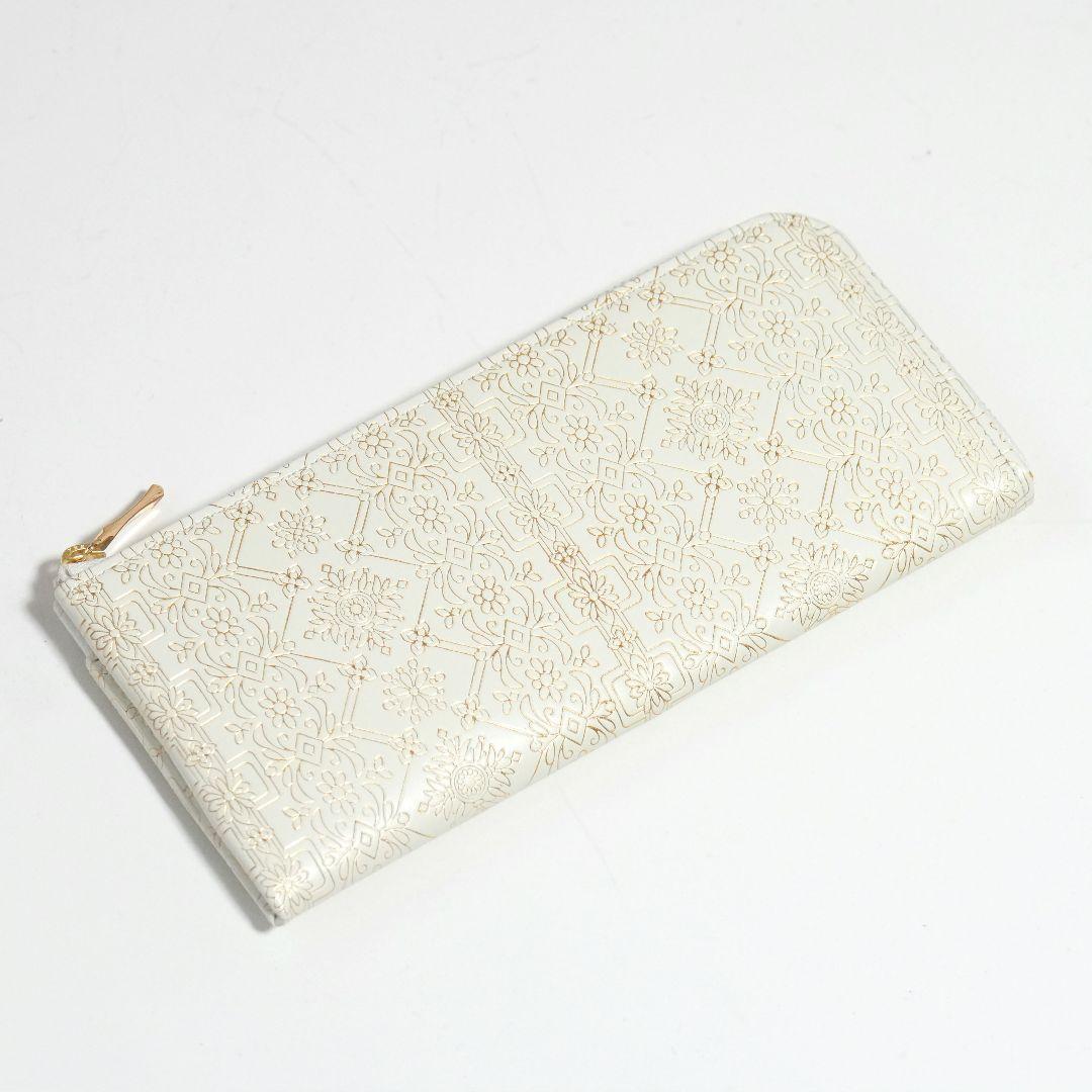 【未使用新品】友禅文庫 ゴールド箔押し 薄型ファスナー長財布