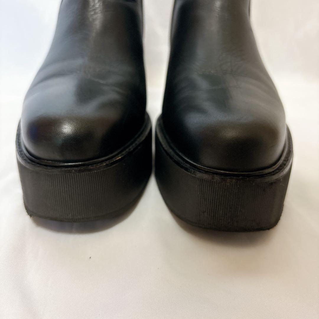 ランバン 厚底 ブラック レザー サイドゴアブーツ 24cm ロング