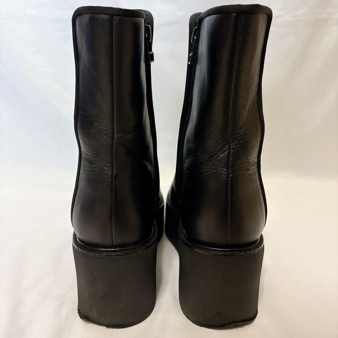 ランバン 厚底 ブラック レザー サイドゴアブーツ 24cm ロング