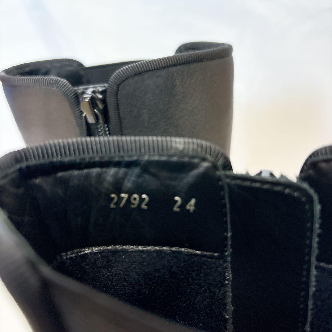 ランバン 厚底 ブラック レザー サイドゴアブーツ 24cm ロング