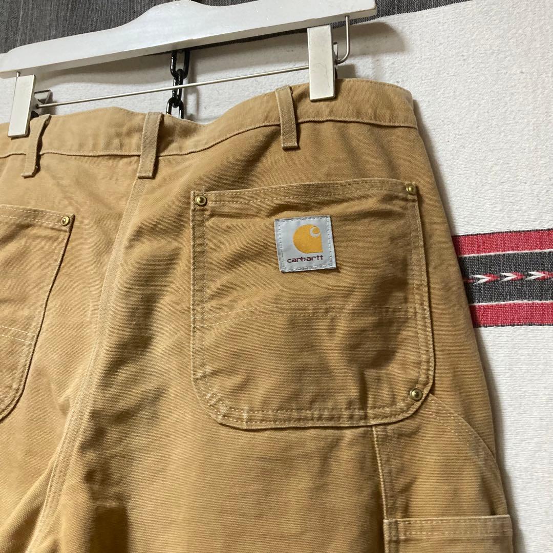 00s Carhartt ダックダブルニーパンツ カーキ W34 大人気 希少