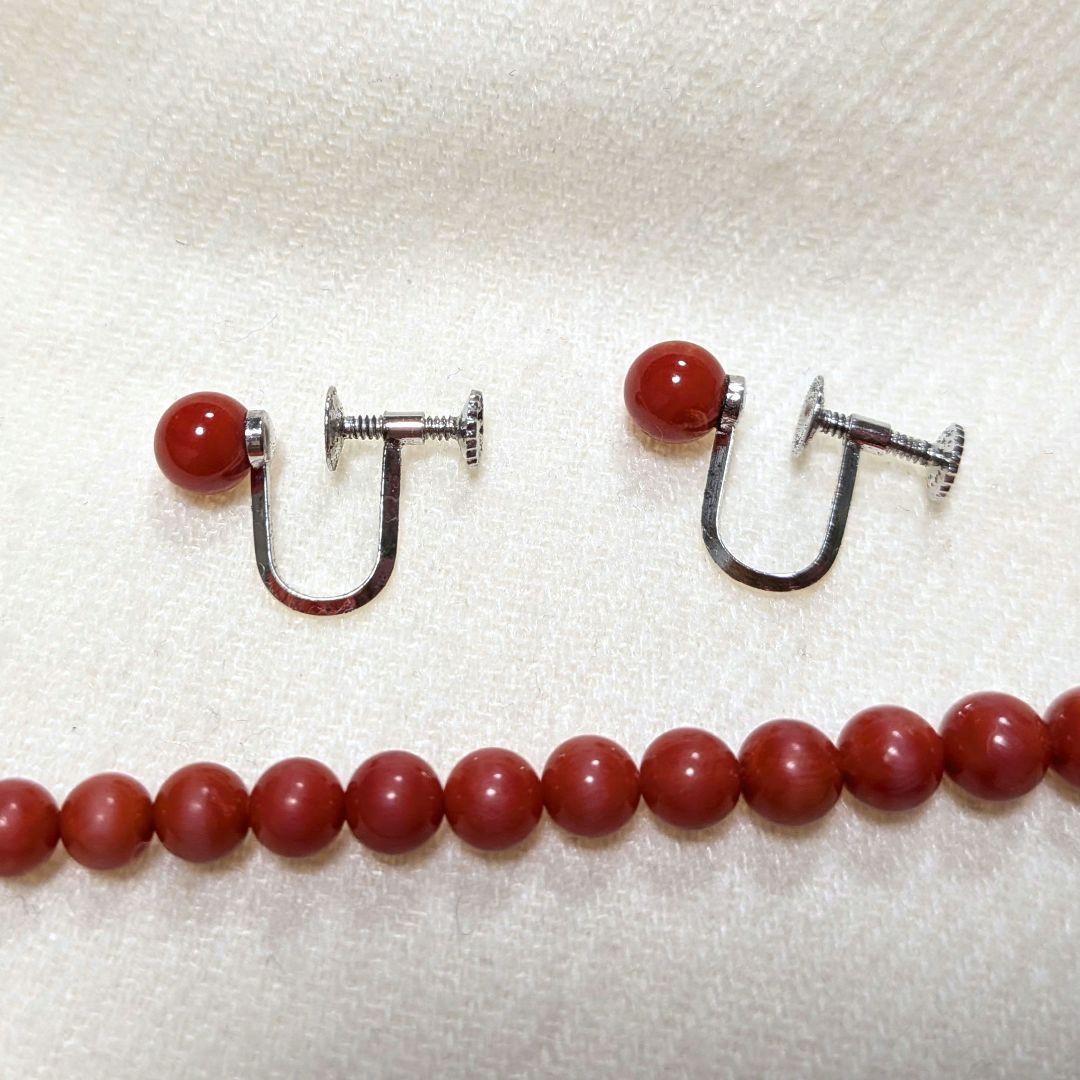 赤珊瑚 サンゴ ネックレスとイヤリング silver 刻印 あり