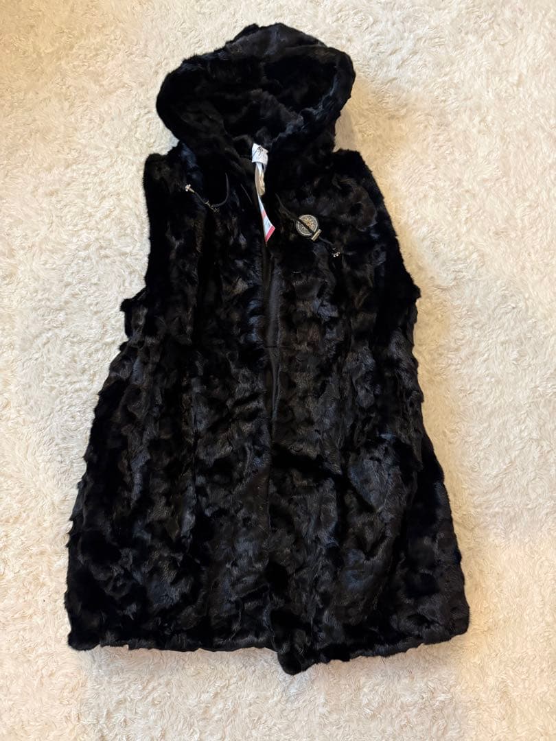 豪華ミンクフード付きロングベストファーコート　12万で購入　クリーニング済み