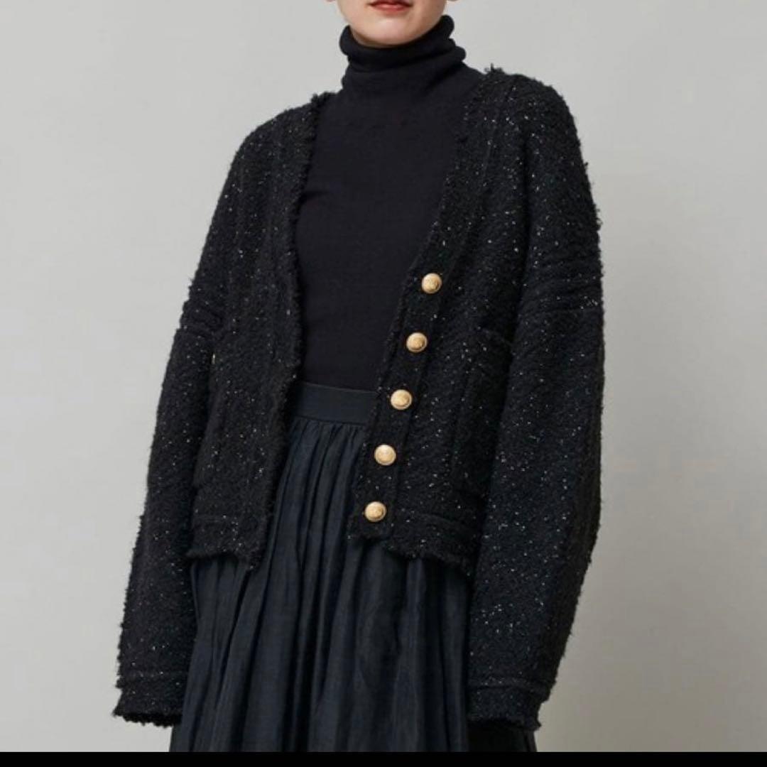 Curensology(カレンソロジー)/ツイーディヤーンニットカーディガン