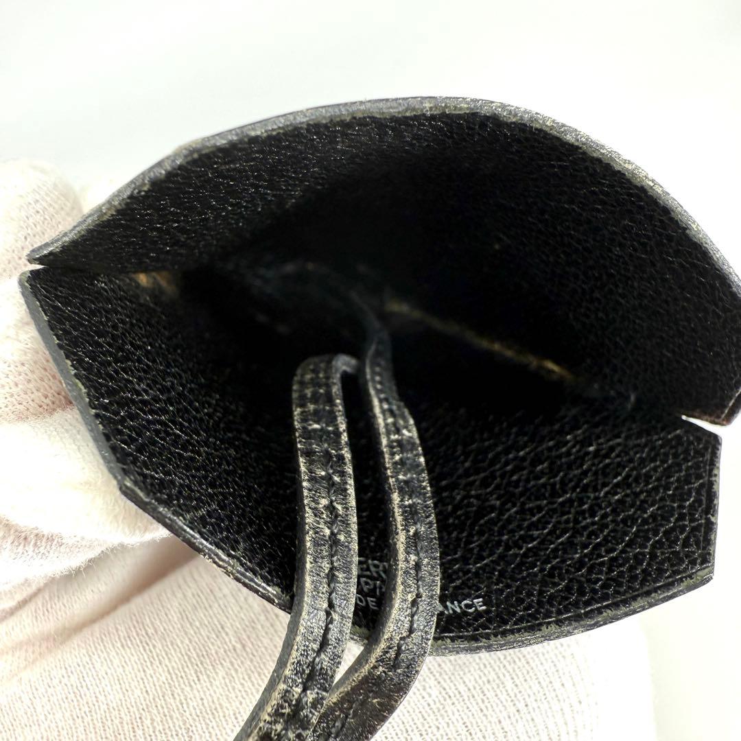 エルメス レザー クロシェット ネックストラップ ブラック 黒 キーリング