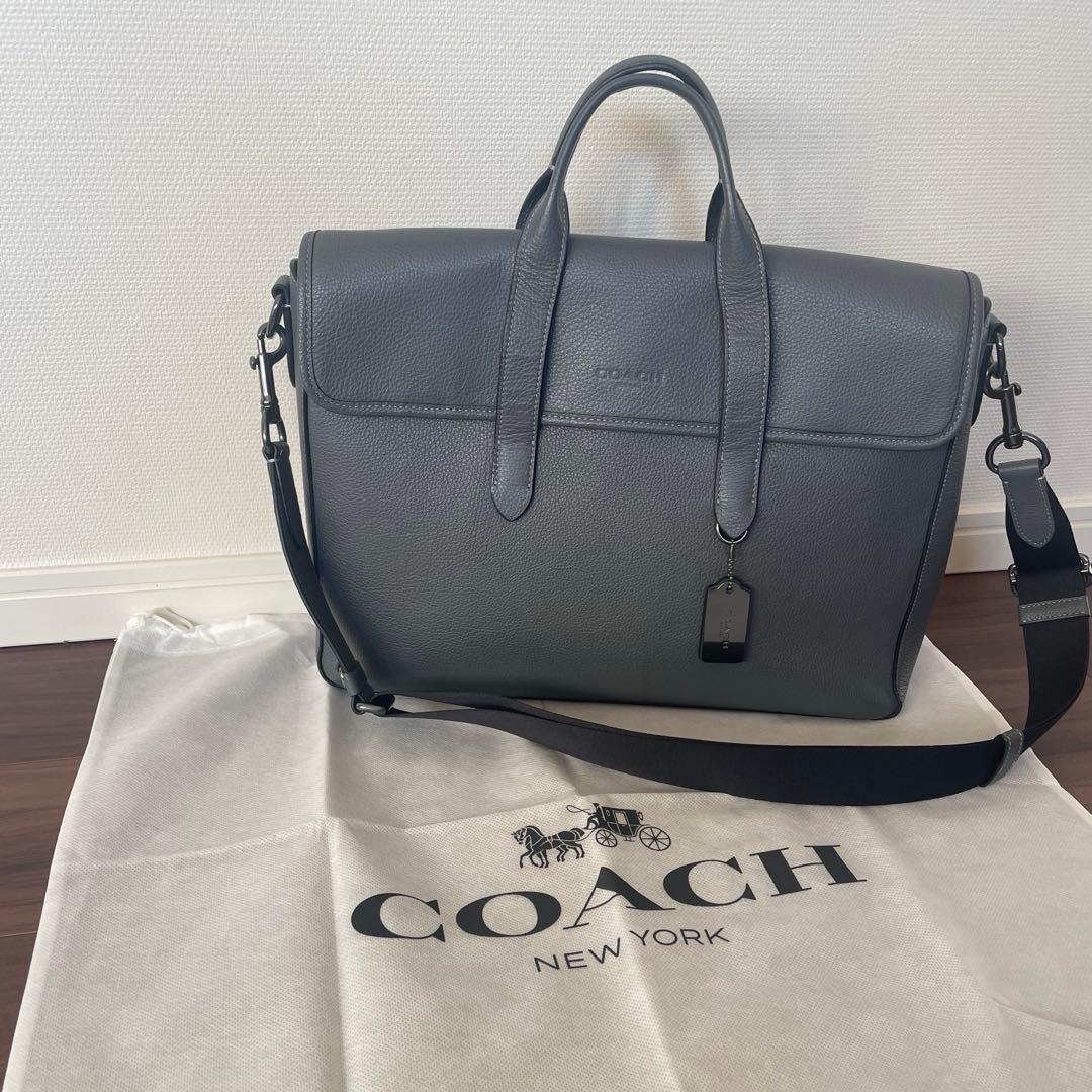 COACH グレー 2Wayビジネスバッグ 保存袋付き