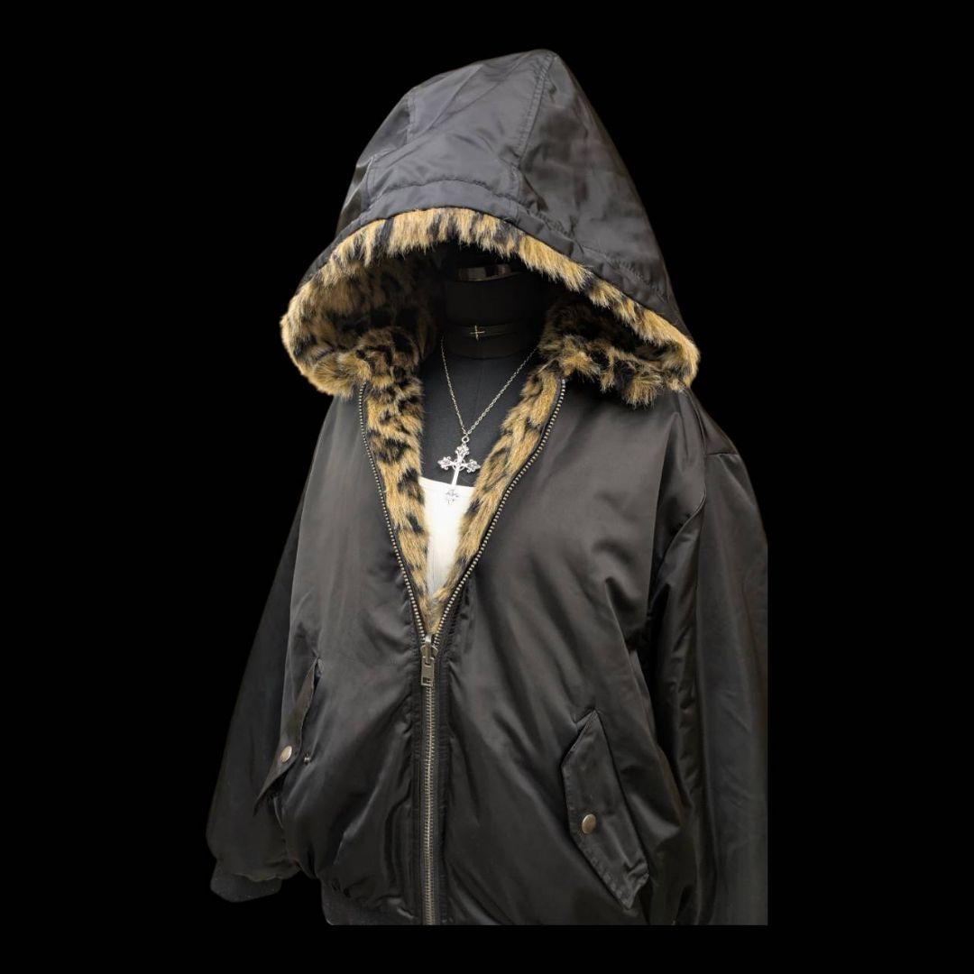 平成ギャル y2k グランジリバーシブル ファーブルゾン レオパード