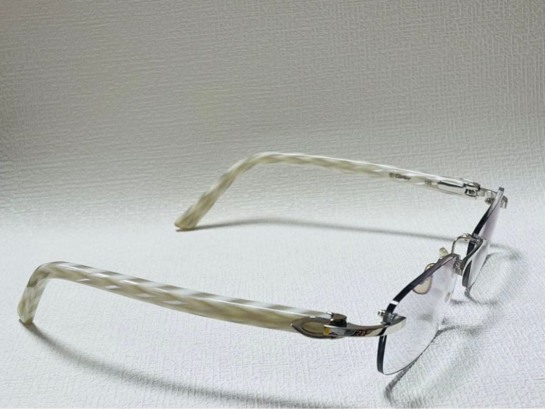 美品 Cartier カルティエ メガネ - 135 シルバー 度入り 大理石調