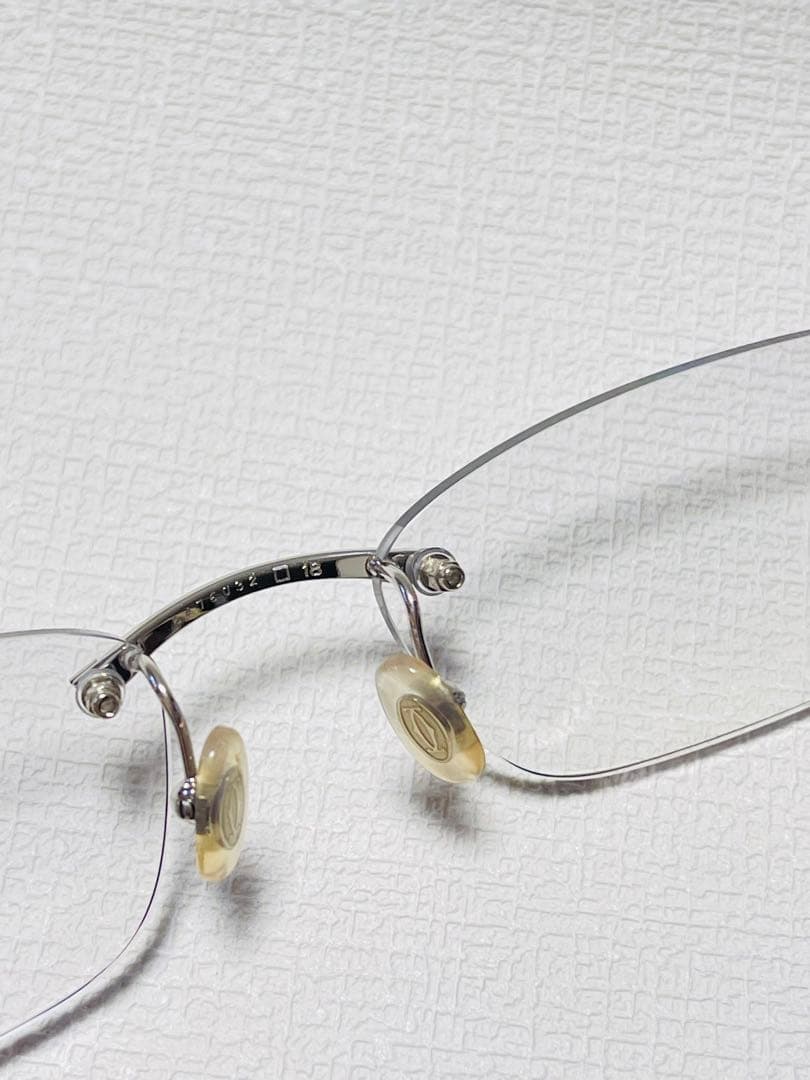 美品 Cartier カルティエ メガネ - 135 シルバー 度入り 大理石調