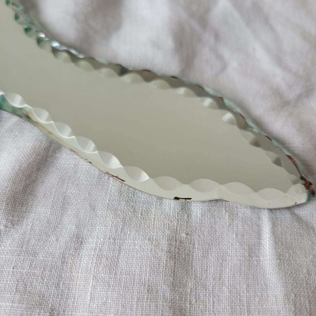 フランス　アンティーク　ハンドミラー　ガラストレイ　A