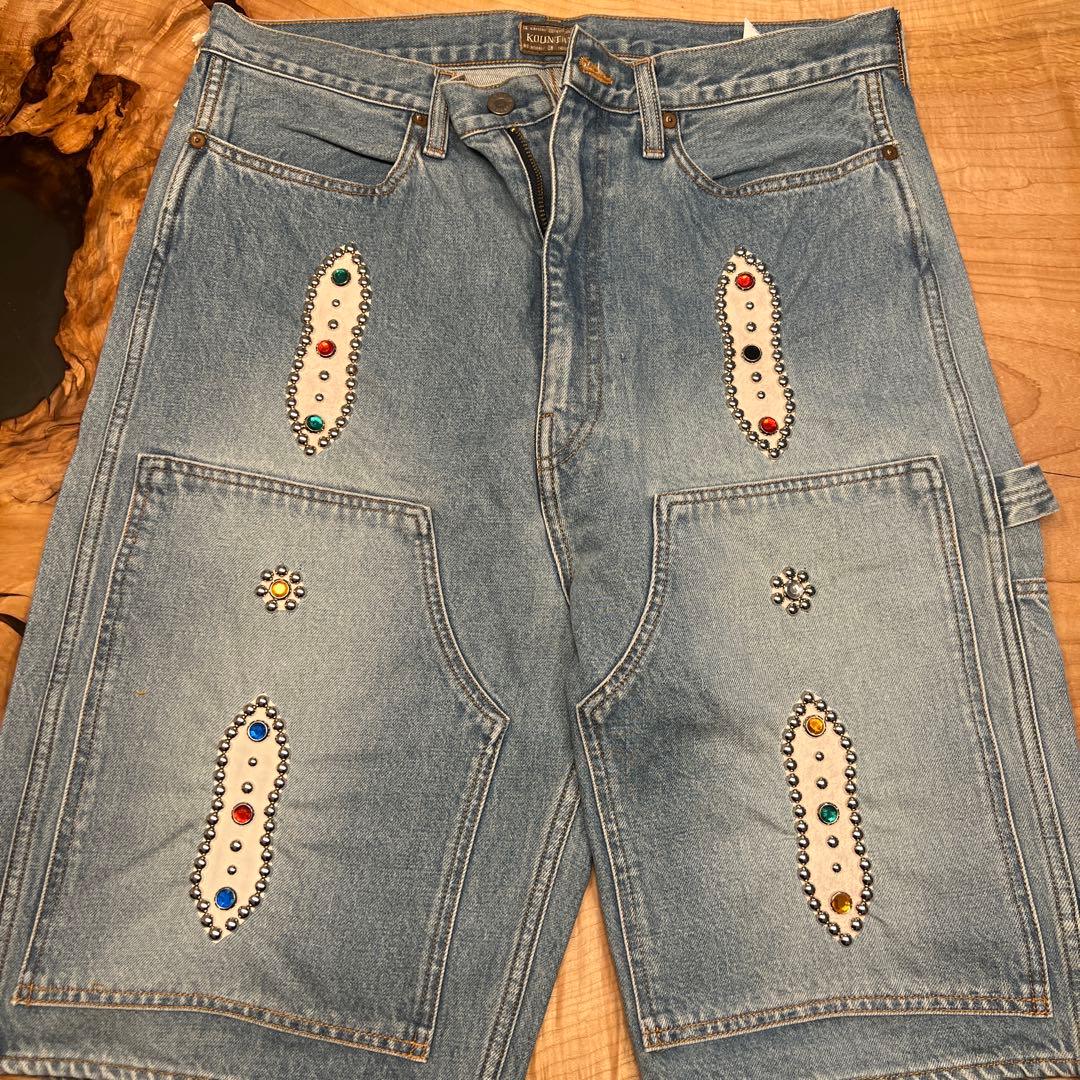 KAPITAL 14ozデニム ショートパンツ スタッズリメイク 36サイズ