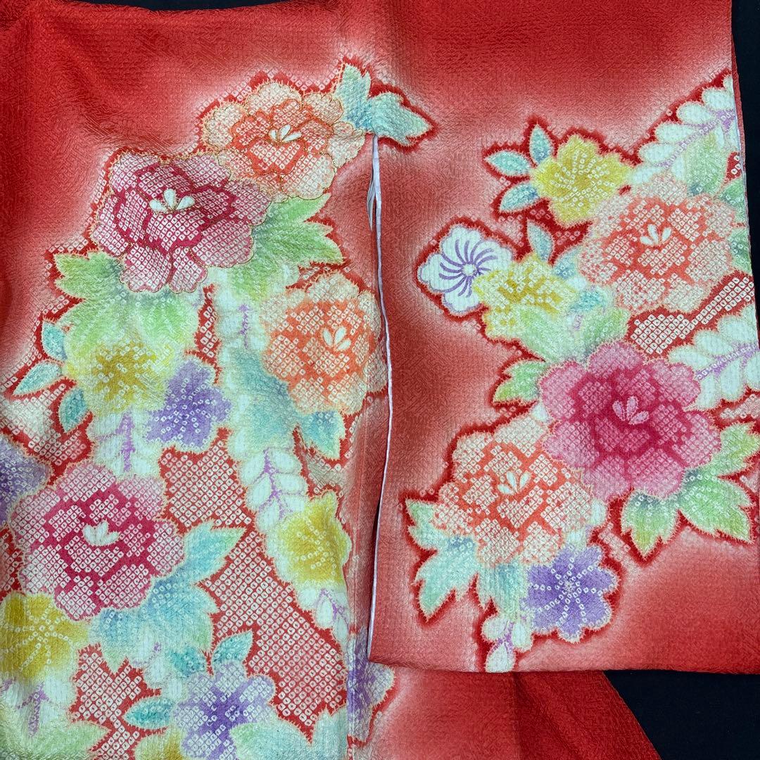 特選☆京友禅総絞り美術工芸品新品正絹産着女の子（お祝着）純古典四季花刺繍本金入り