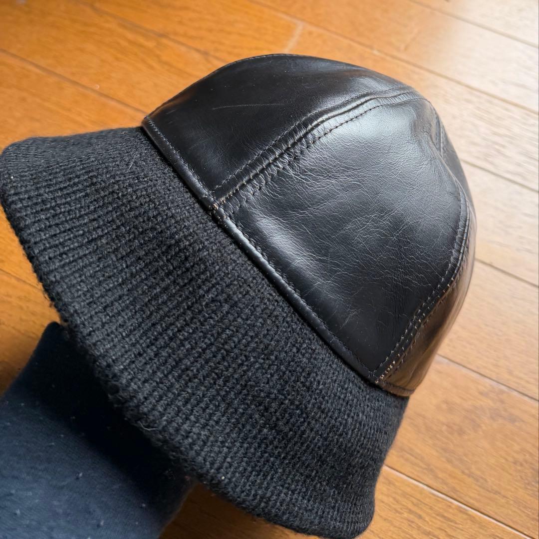 ミスターファットマン レザー フィッシャーマンキャップ ブラック