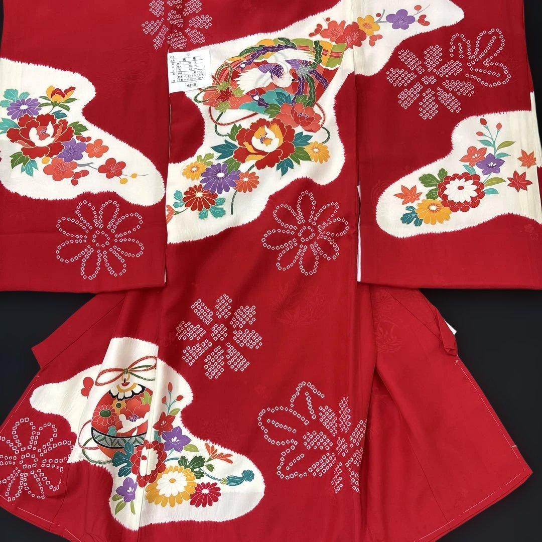 特選京友禅絞り染、手描美術、桶絞り工芸　新品正絹産着（お祝着）純古典四季花王朝文