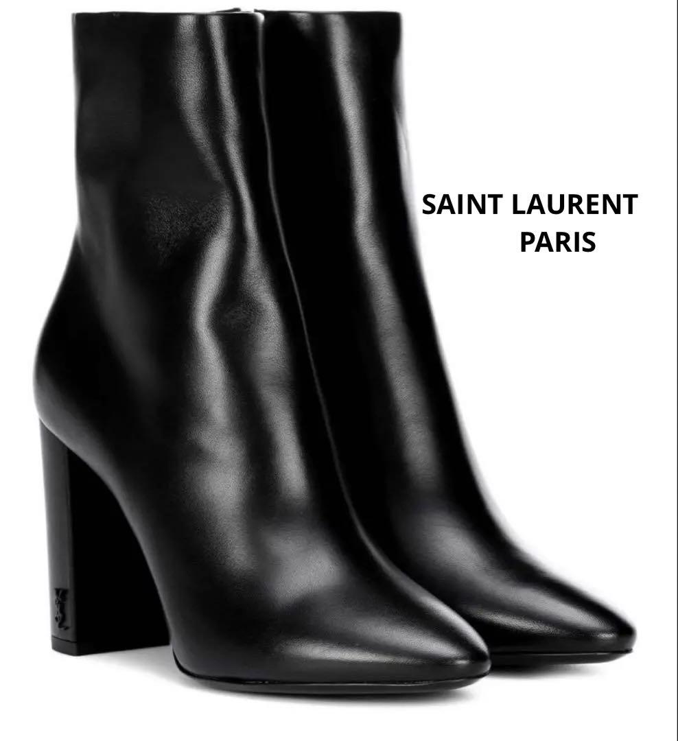 サンローラン　パリ　黒レザーブーツ 高ヒール