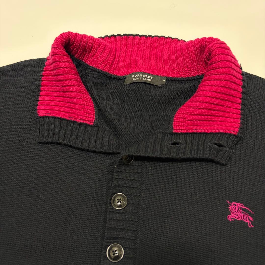 バーバリーブラックレーベル　ハイネックセーター　L　羊毛　ウール　ネイビー