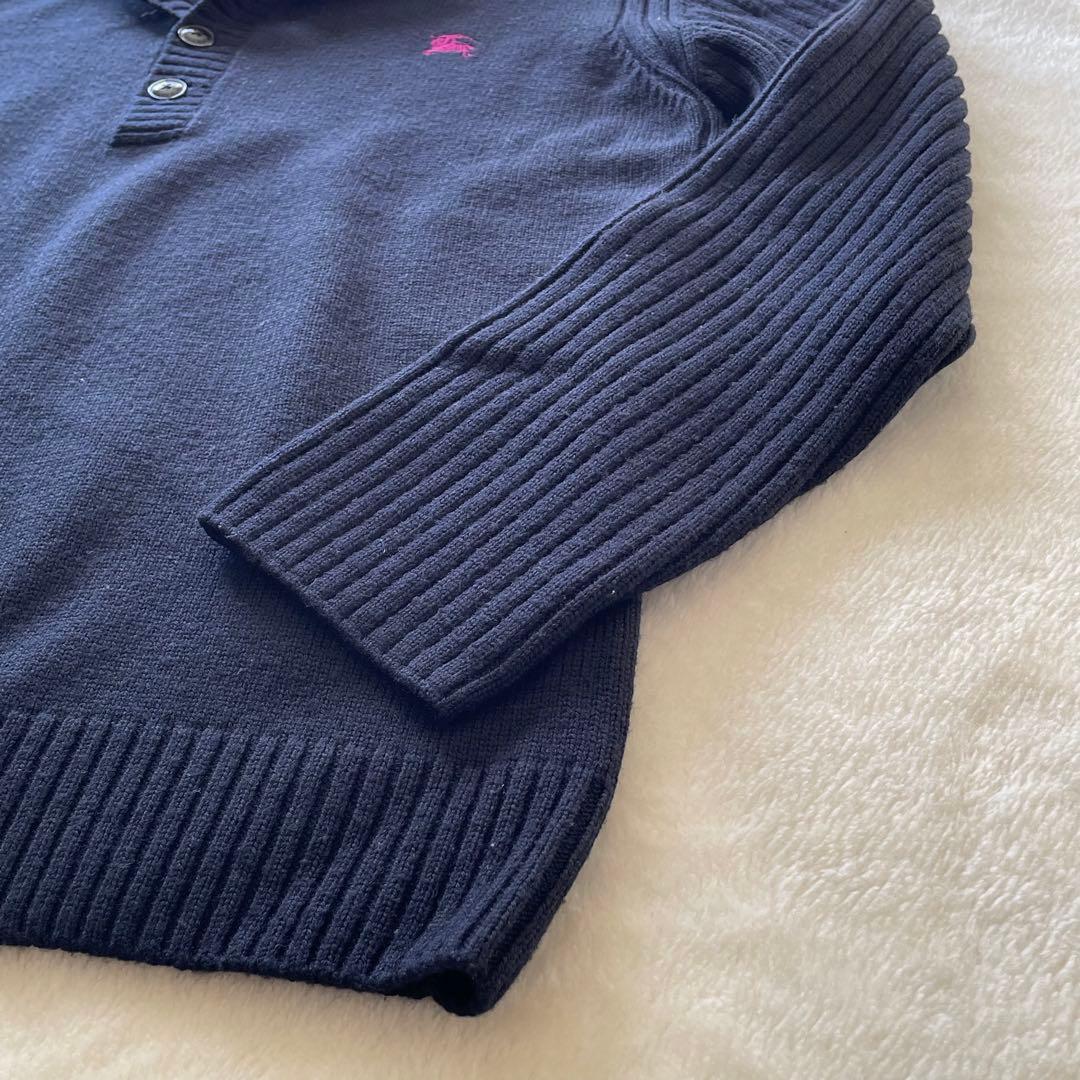 バーバリーブラックレーベル　ハイネックセーター　L　羊毛　ウール　ネイビー
