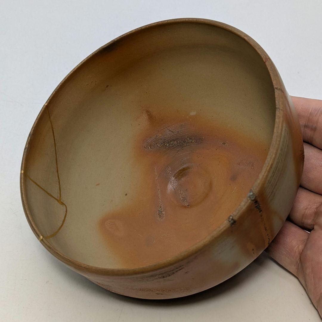 【金継ぎあり】三代 松田華山 備前焼 緋襷茶盌 共箱共布 抹茶碗 茶道具 茶器