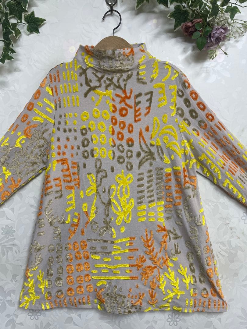 とも173新品KAGURAYA11000円フロッキープリントチュニック