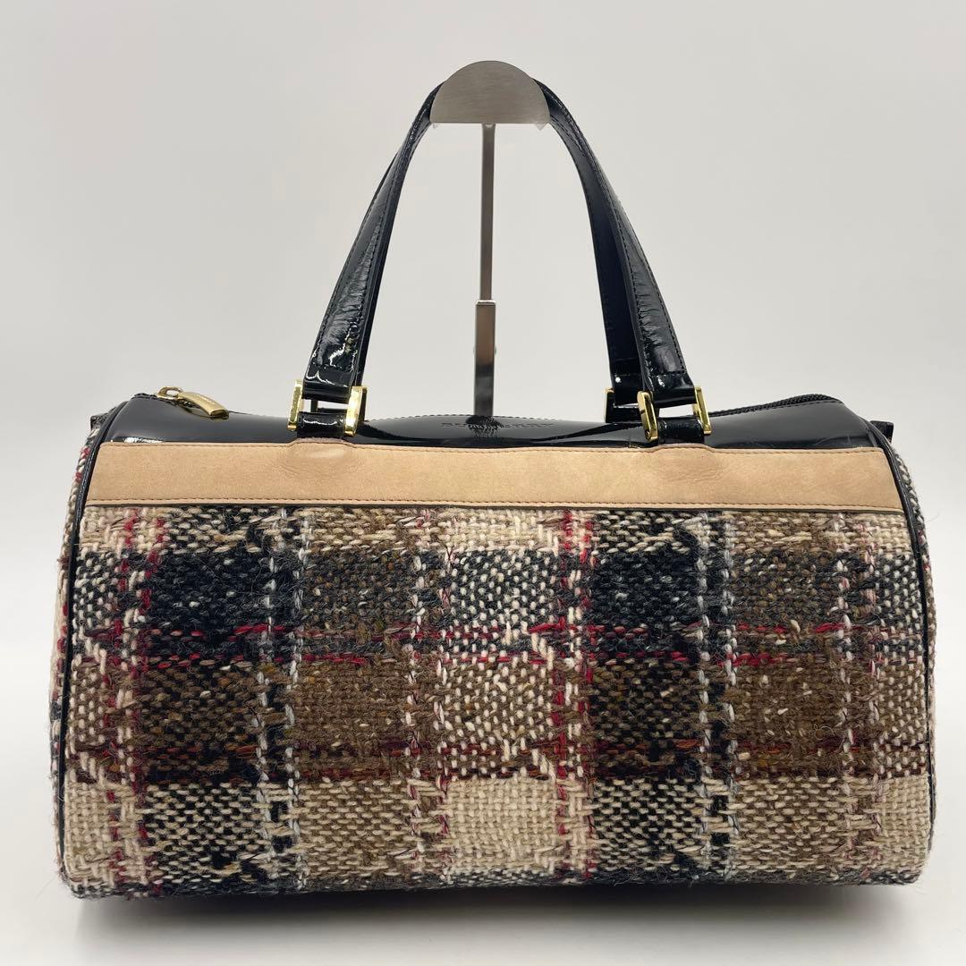 入手困難・美品✨BURBERRY ツイード ミニボストン ノバチェック 大容量