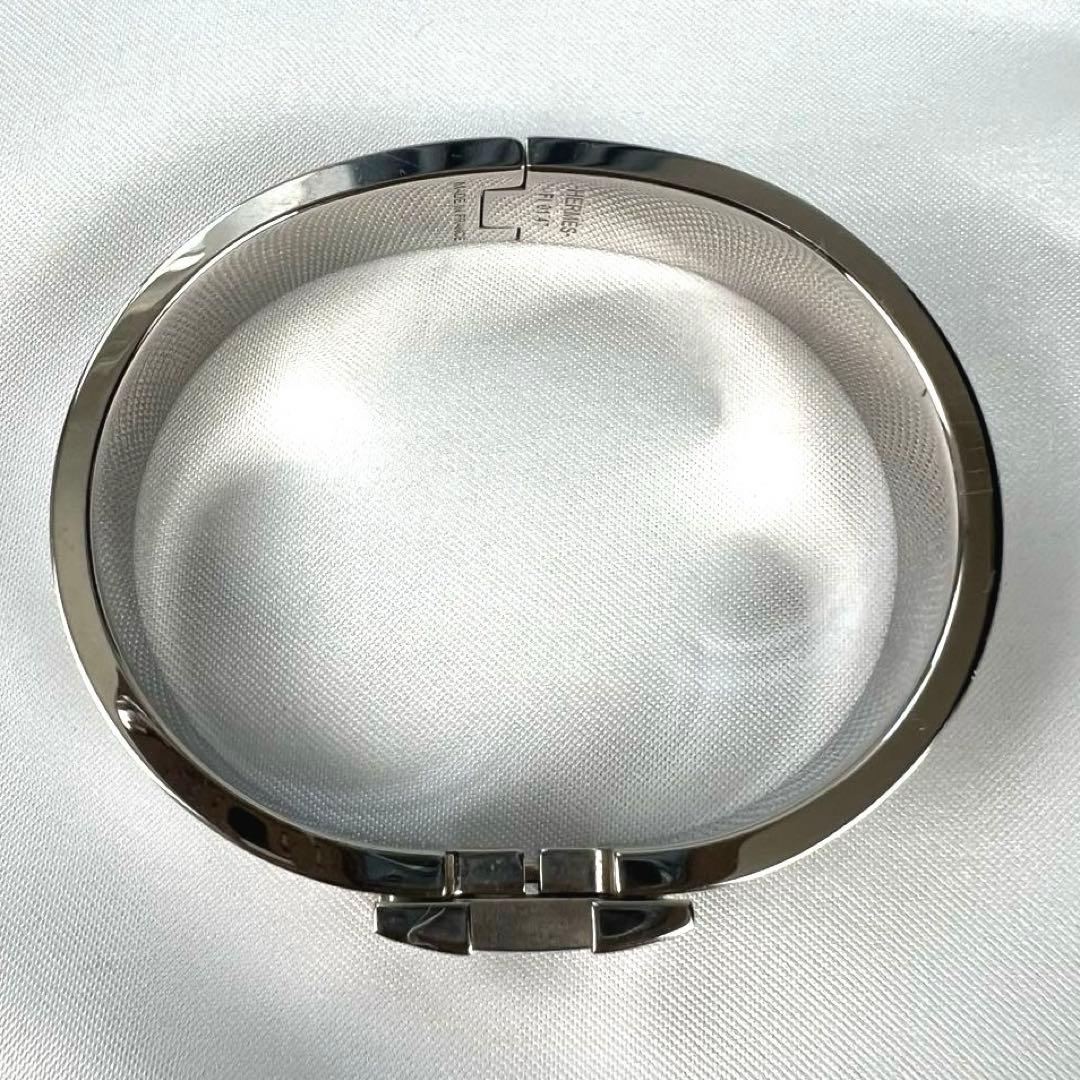 【美品】HERMES エルメス　ホワイト×シルバー　バングル　ブレスレット