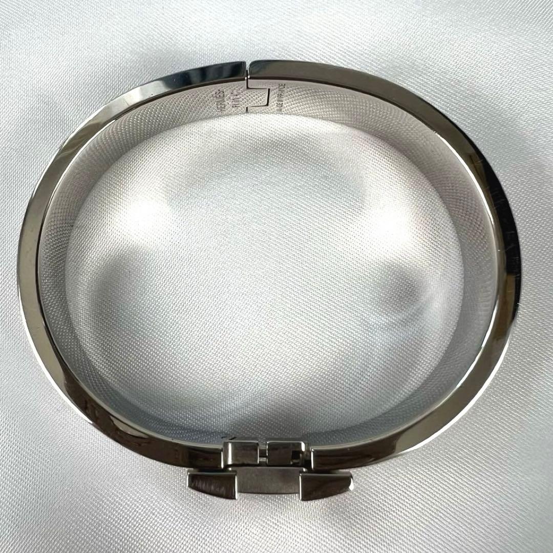 【美品】HERMES エルメス　ホワイト×シルバー　バングル　ブレスレット