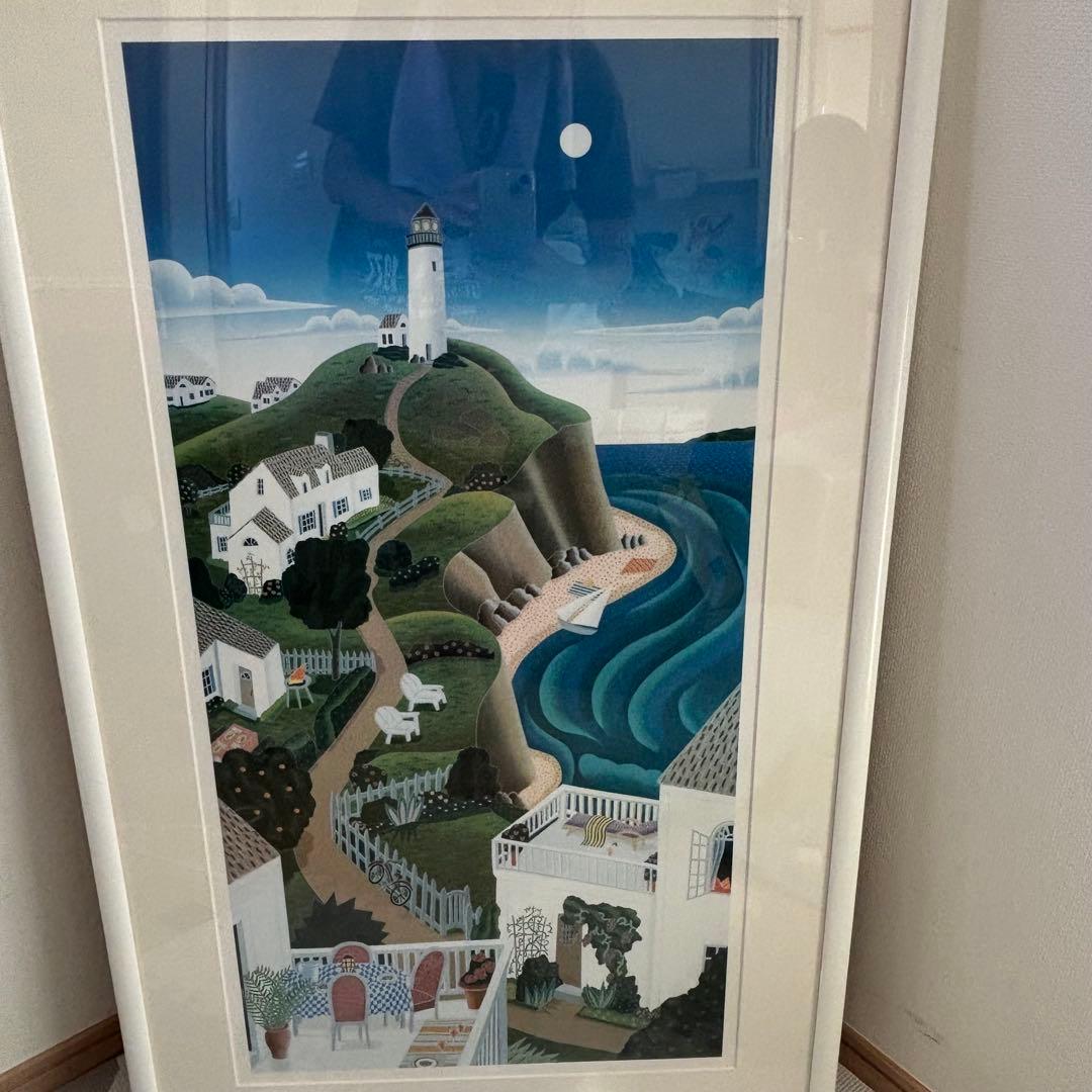 トーマス・マックナイト　ナンタケットの灯台 額入りポスター　アート　ヴィンテージ