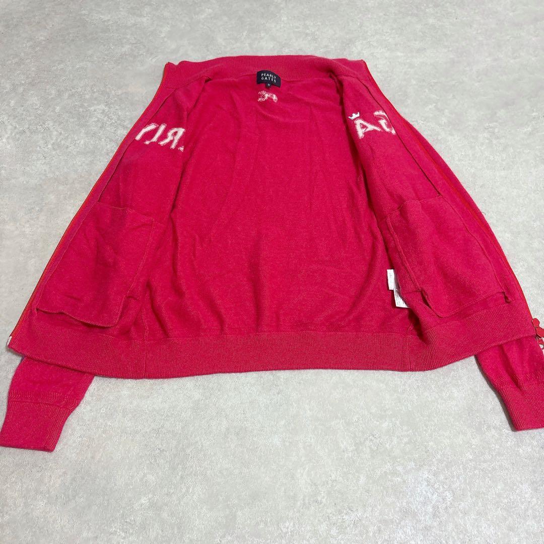 パーリーゲイツ　カシミヤ100% ジップアップニット　ピンク　ロゴ