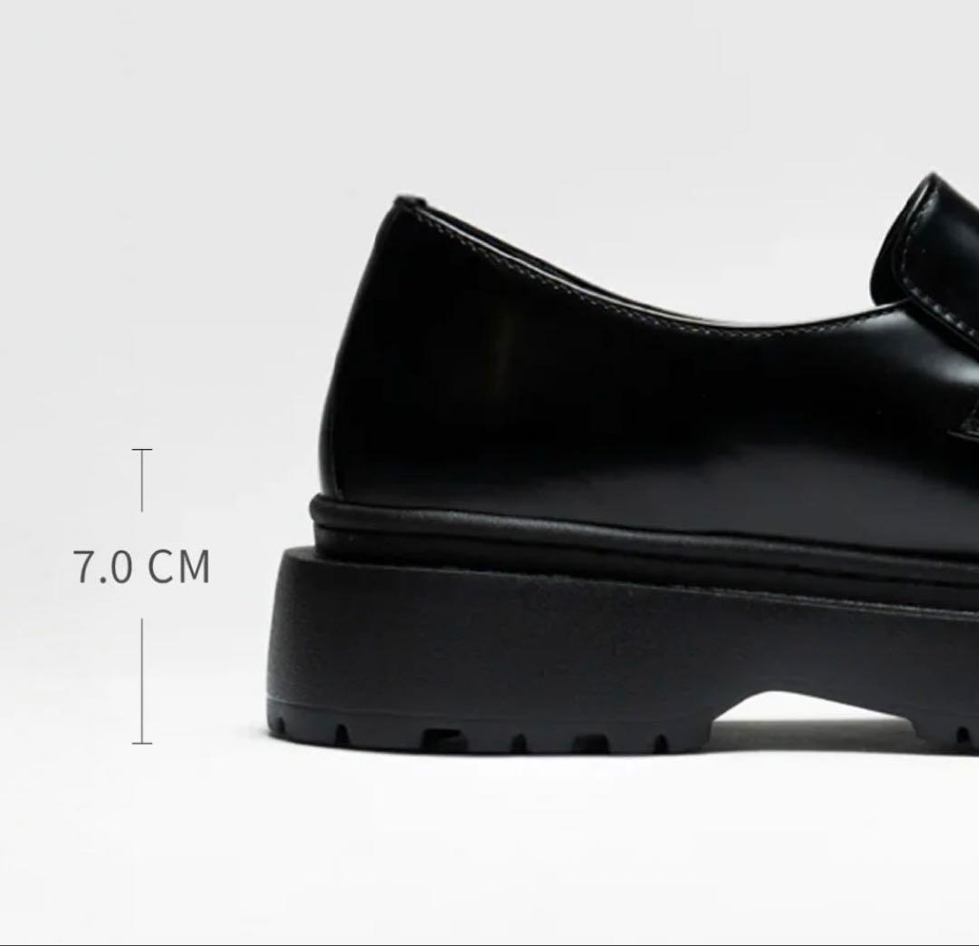 fillin ローファー ブラック 25 厚底 レザー 黒