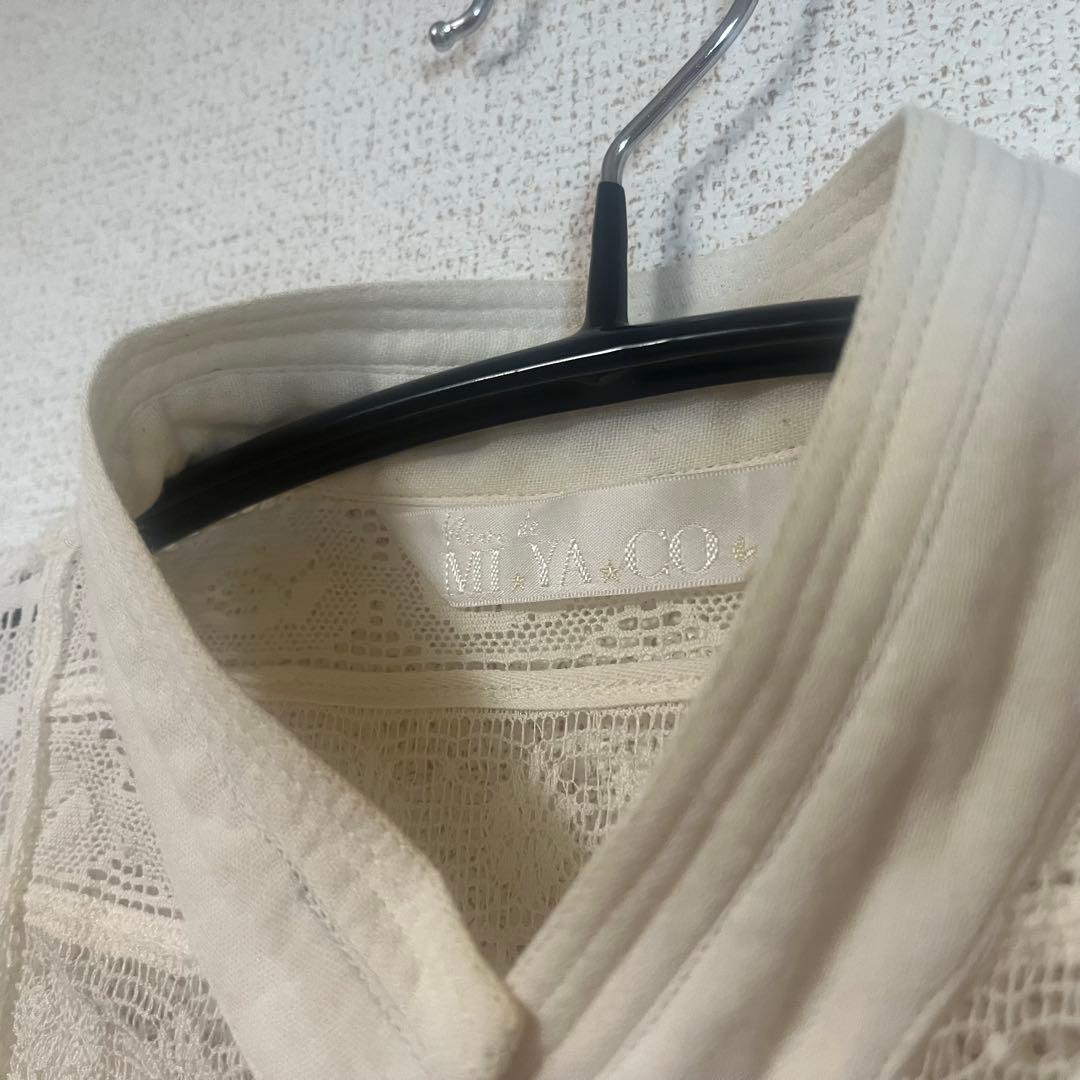 Mi.YA.COアイボリー レースロングシャツ