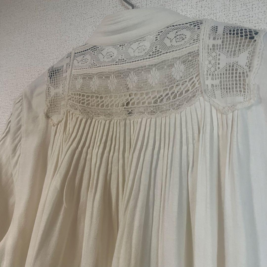 Mi.YA.COアイボリー レースロングシャツ