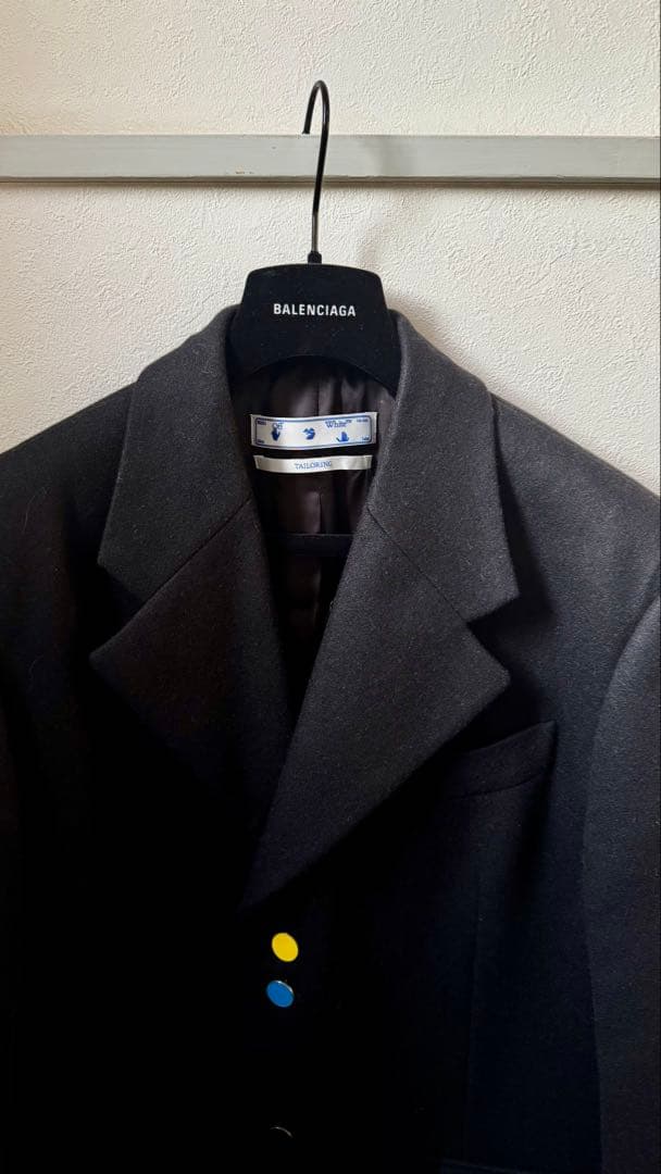 Off-White オフホワイト ブラック テーラードジャケット カラーボタン