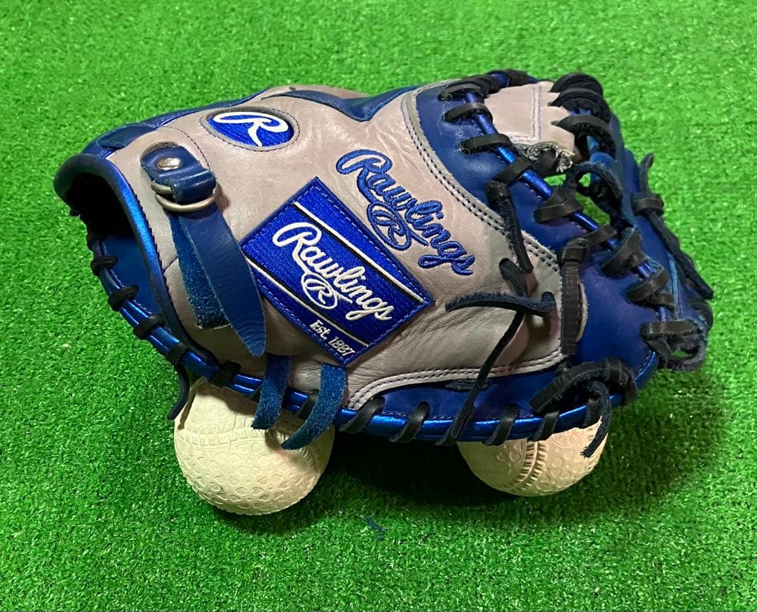 一般軟式 野球 キャッチャーミット Rawlings ブルー グレー 大人用