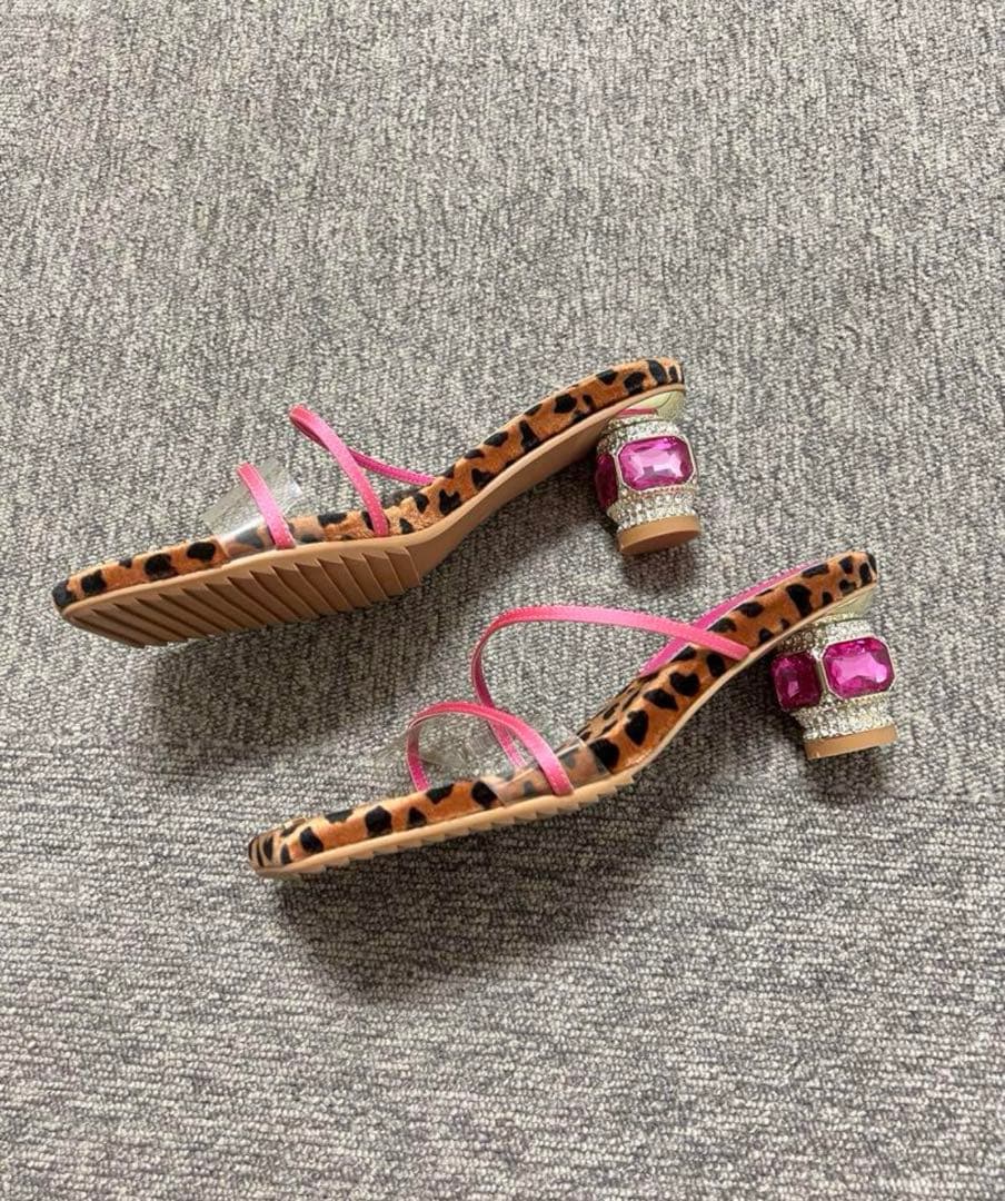 yellow ミュール　レオパード