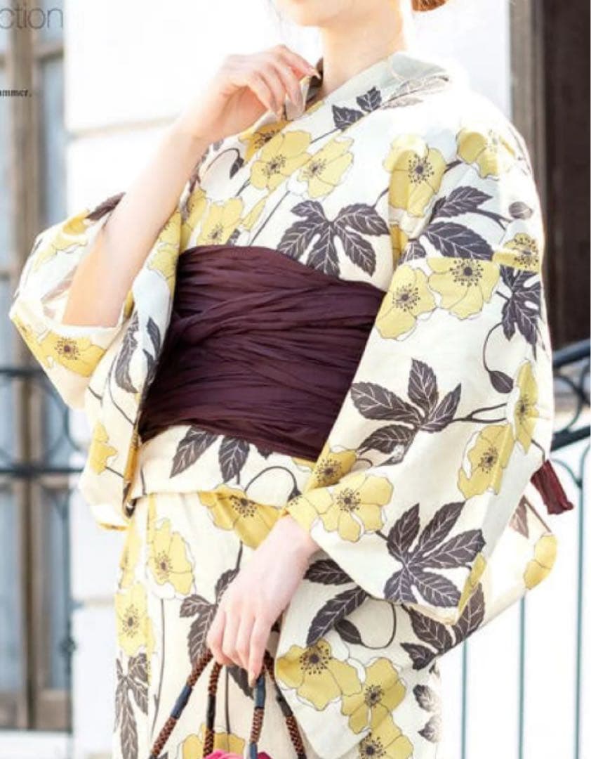 ポピー　コクリコ　虞美人草　 セオαのようなサラサラ素材 クールパス 浴衣　新品