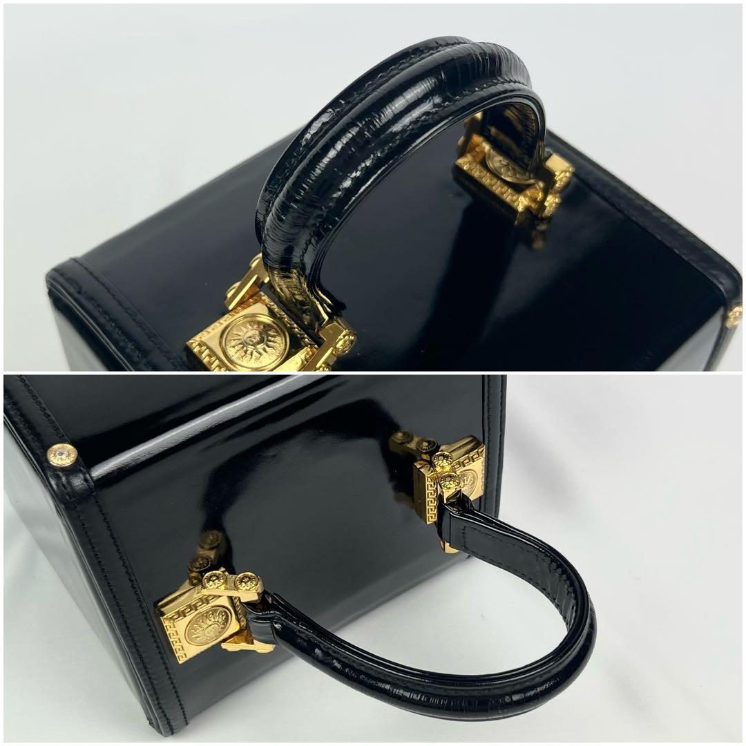 美品 VERSACE ヴェルサーチ バニティ ハンドバッグ サンバースト レザー