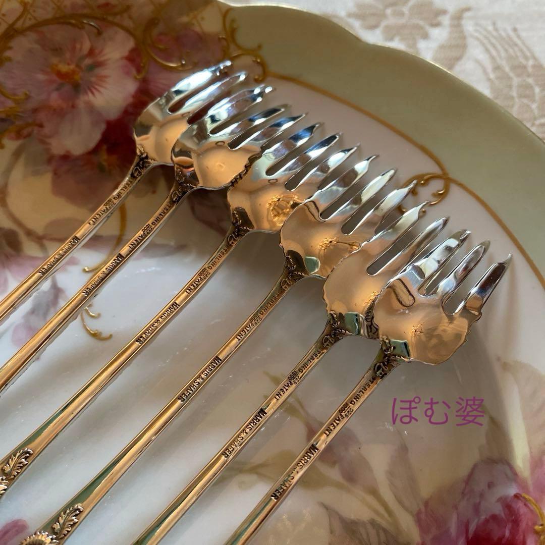 【米国／Durgin】純銀 スターリングシルバー／デザートフォーク4本